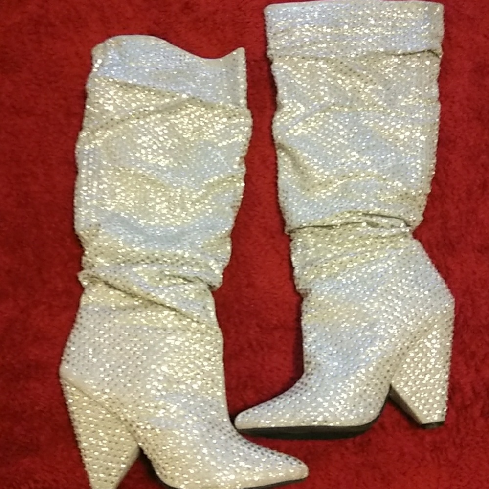 SOLD Rhinestone knee length boots